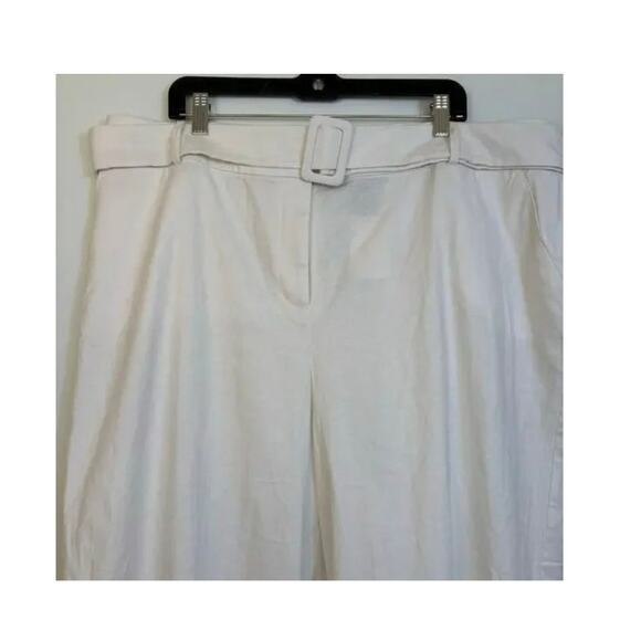 New Lane Bryant wide leg high rise Ivory linen blend belted trouser pants 18R - Picture 5 of 5